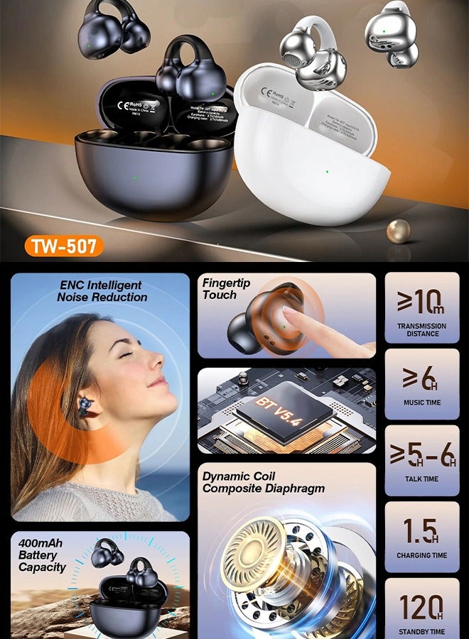 Black Bone Conduction Wireless Earphones BT5.4 full upgrade,lossless transmission more faster. Active noise reduction,binocular bilateral clear call,a new upgrade stereo dual channel. Compatible with iphone, ipad, most Android devices. - Image 3